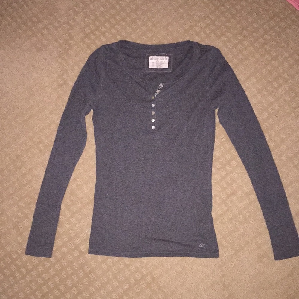 Long-sleeved Henley T-shirt